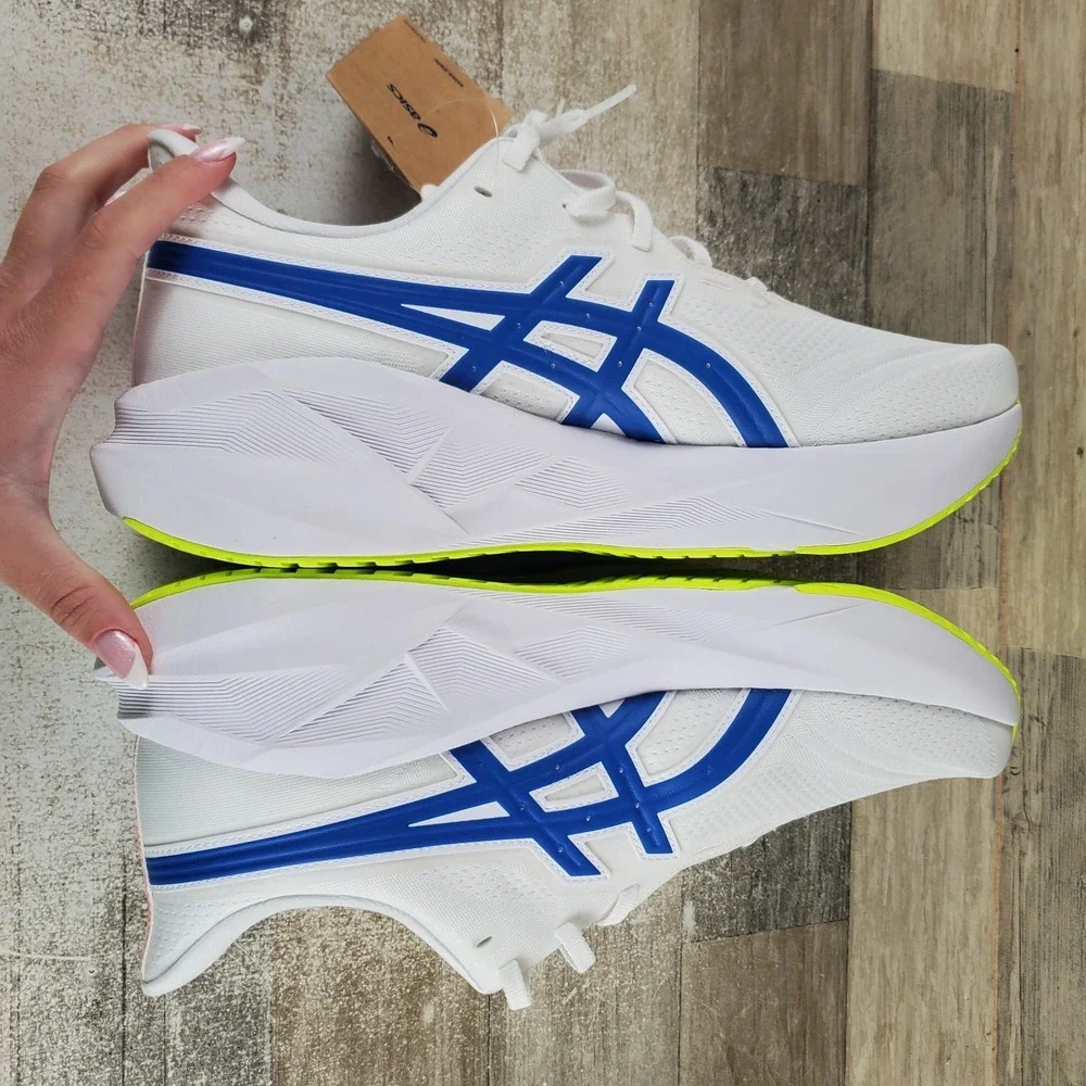 ASICS Novablast 5 ATC Mens Shoes Sz 12 Athletic Running White Tuna Blue Sneakers